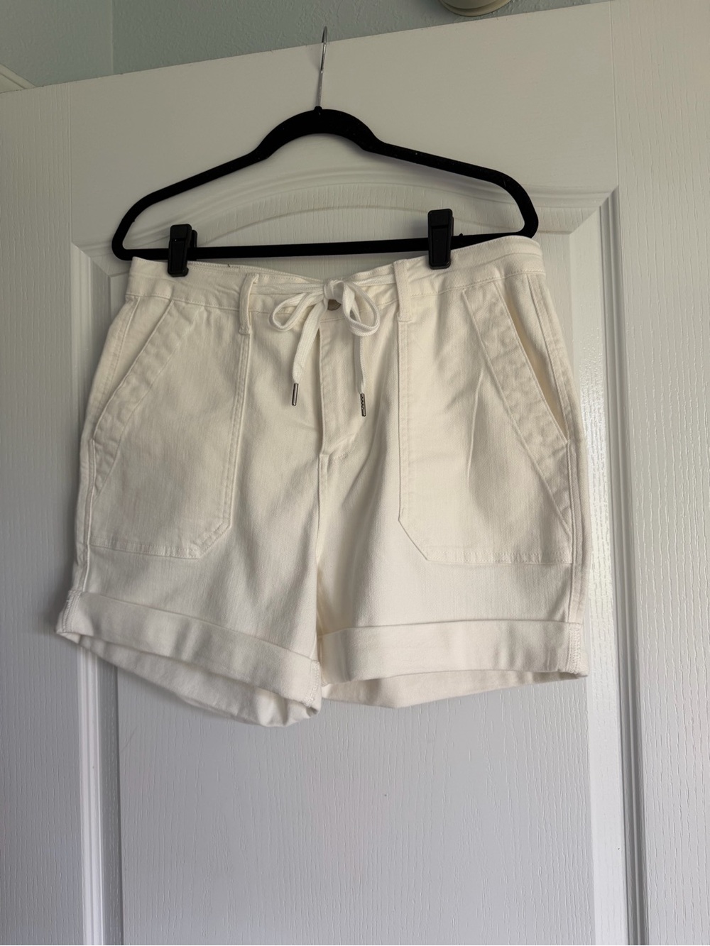 Judy Blue White “Shore Thing” High-Waist Drawstring Pocket Shorts